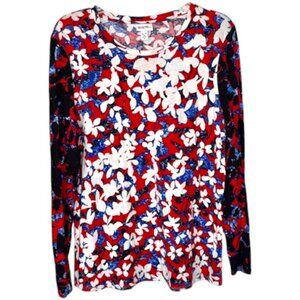 Peter Pilotto Target Long Sleeve Floral Top - Red/White/Blue/Black - XL
